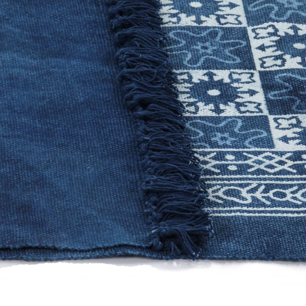 Kelim Vloerkleed Met Patroon 120X180 Cm Katoen Blauw