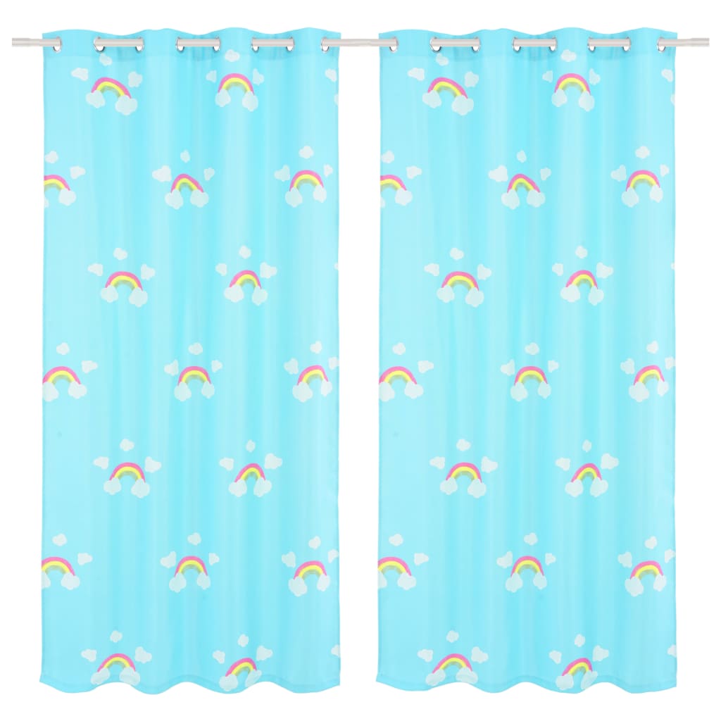 Kindergordijnen Verduisterend 140X240 Cm Regenboog Blauw 2 St