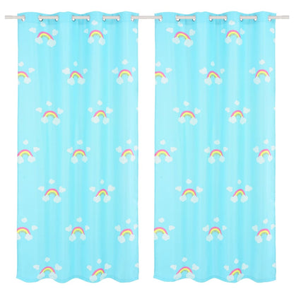 Kindergordijnen Verduisterend 140X240 Cm Regenboog Blauw 2 St