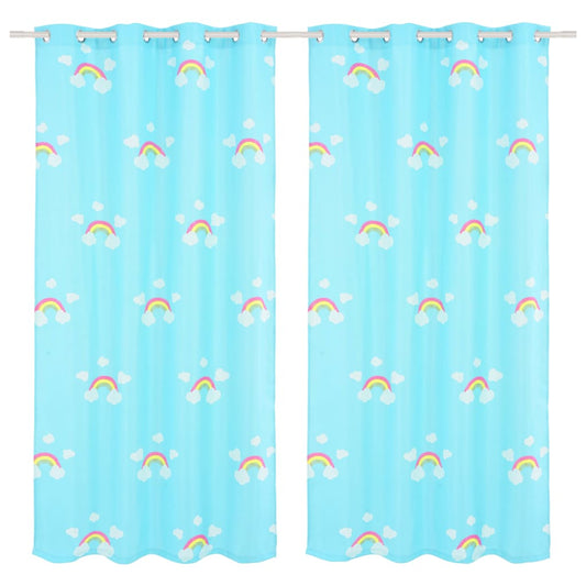 Kindergordijnen Verduisterend 140X240 Cm Regenboog Blauw 2 St