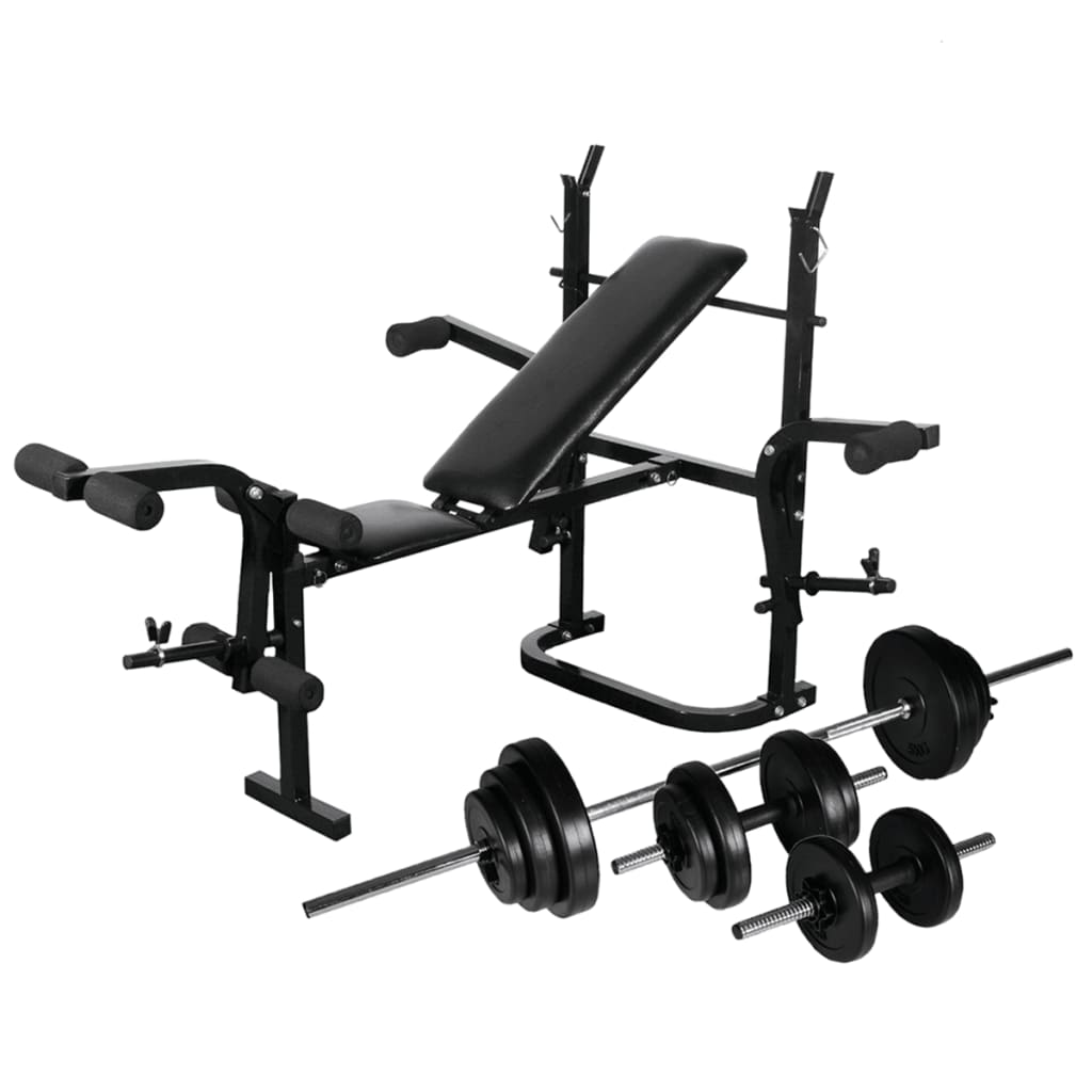 Gewichtenbank Met Gewichtenrek En Halterset 30,5 Kg