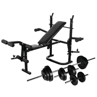 Gewichtenbank Met Gewichtenrek En Halterset 30,5 Kg