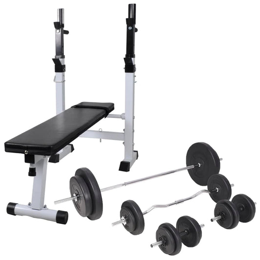 Trainingsbank Met Gewichtenrek En Halterset 90 Kg