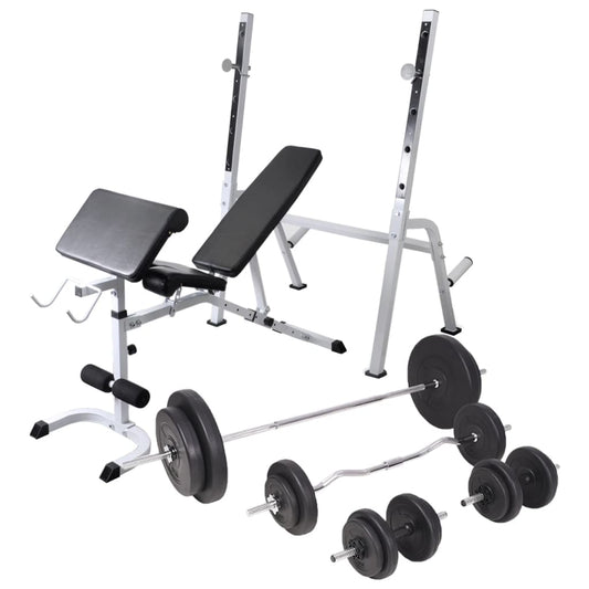 Trainingsbank Met Gewichtenrek En Halterset 90 Kg