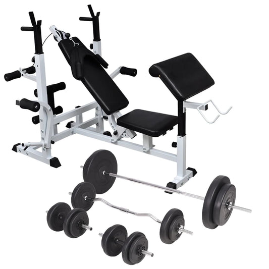 Gewichtenbank Met Gewichtenrek En Halterset 90 Kg