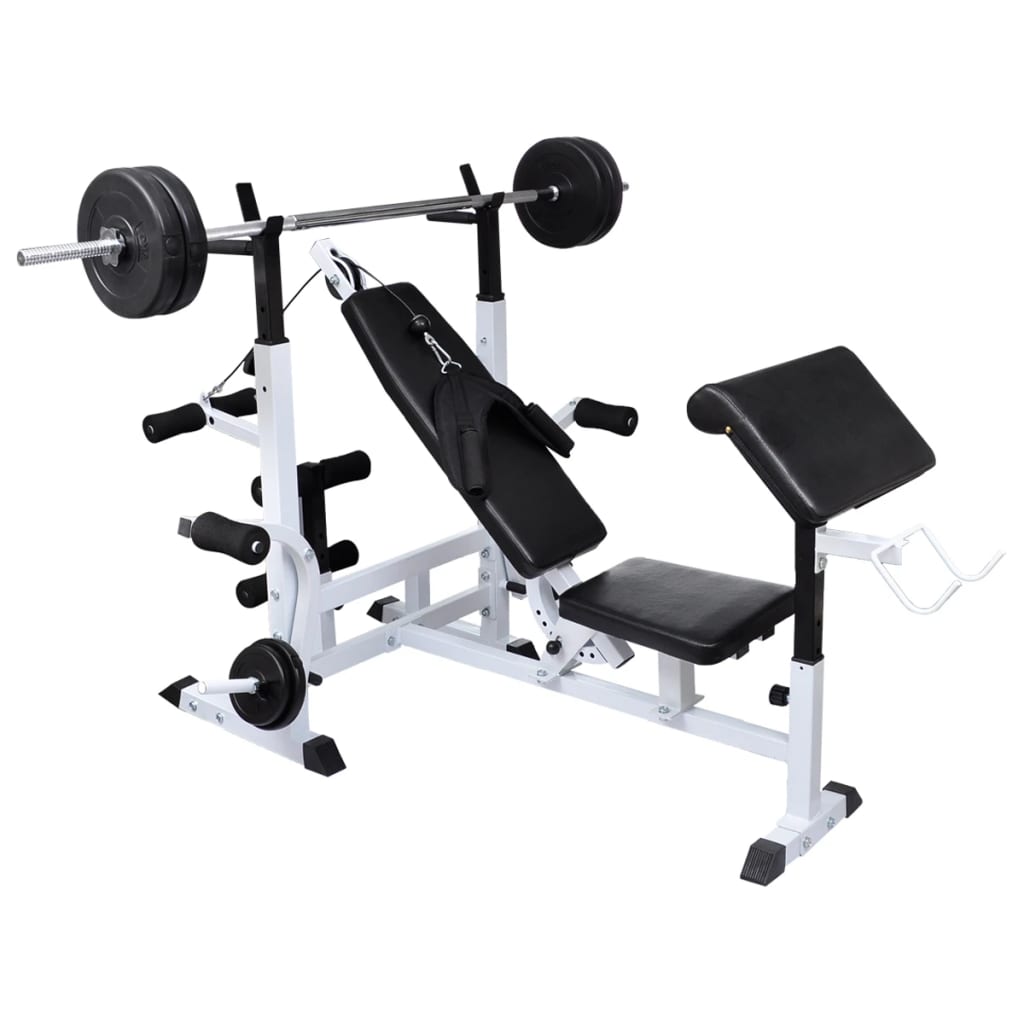 Gewichtenbank Met Gewichtenrek En Halterset 90 Kg