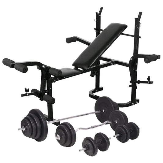 Gewichtenbank Met Gewichtenrek En Halterset 120 Kg