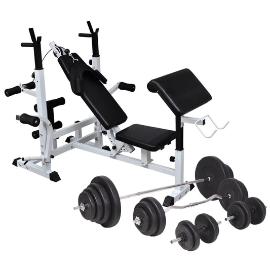 Gewichtenbank Met Gewichtenrek En Halterset 120 Kg