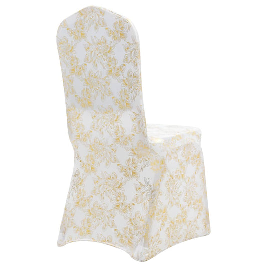 25 St Stoelhoezen Stretch Wit Met Gouden Opdruk