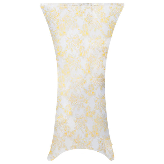 2 St Tafelhoezen Stretch 60 Cm Wit Met Gouden Opdruk