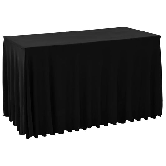 2 St Tafelhoezen Met Rok Stretch 120X60,5X74 Cm Zwart