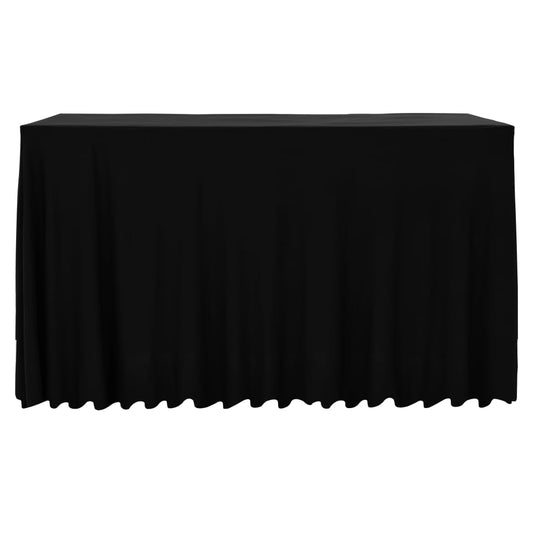 2 St Tafelhoezen Met Rok Stretch 243X76X74 Cm Zwart