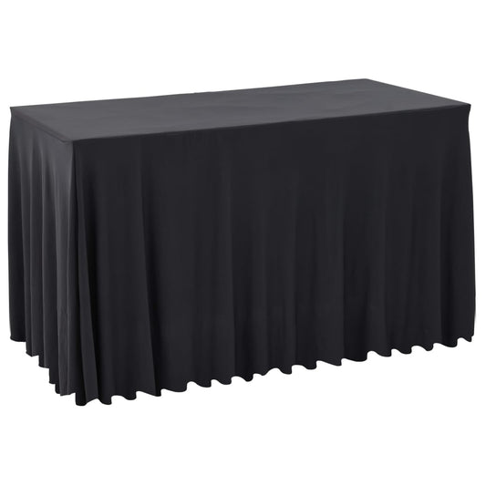2 St Tafelhoezen Met Rok Stretch 243X76X74 Cm Antraciet