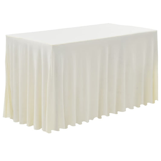 2 St Tafelhoezen Met Rok Stretch 120X60,5X74 Cm Crème