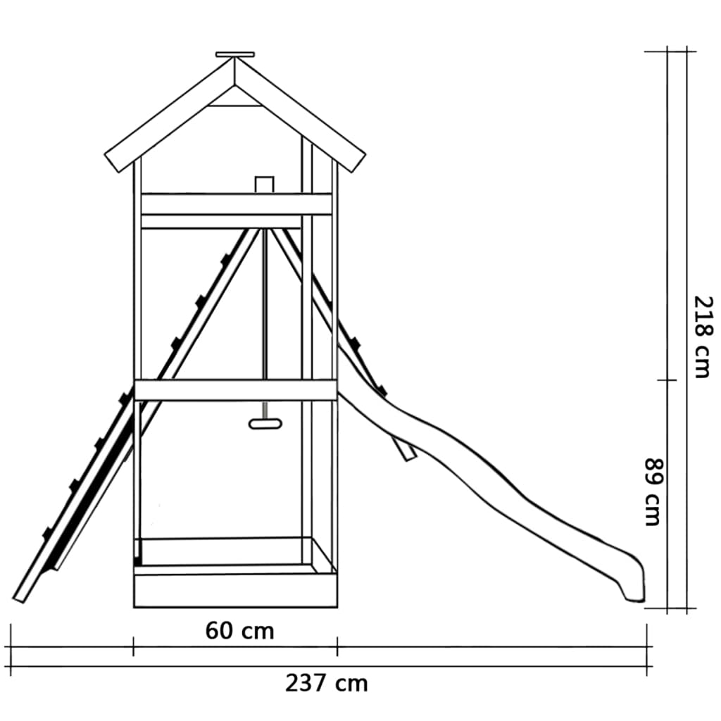 Speelhuis Met Glijbaan Ladders En Schommel 286X237X218 Cm Hout