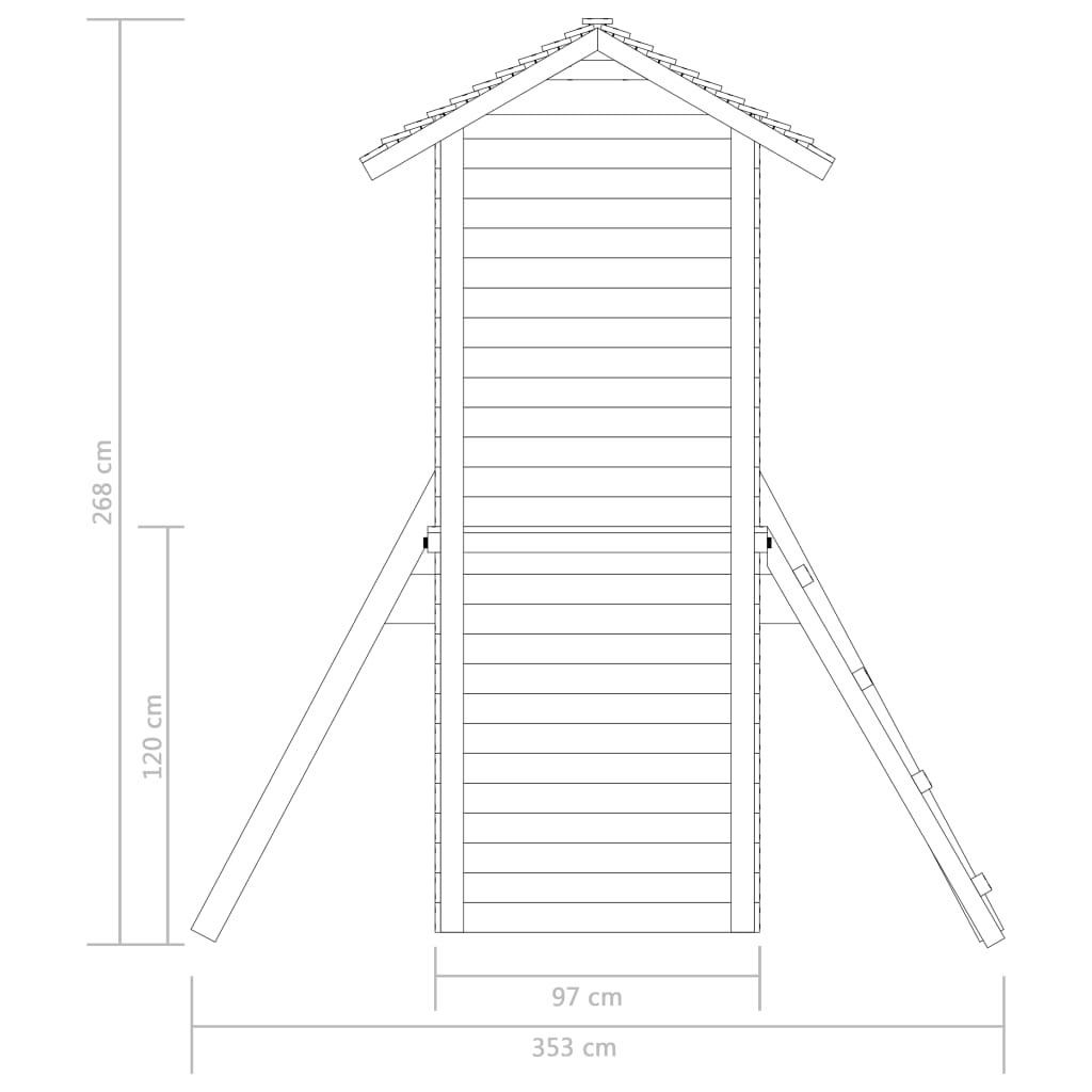 Speelhuis Met Ladder, Glijbaan En Schommels 390X353X268 Cm Hout