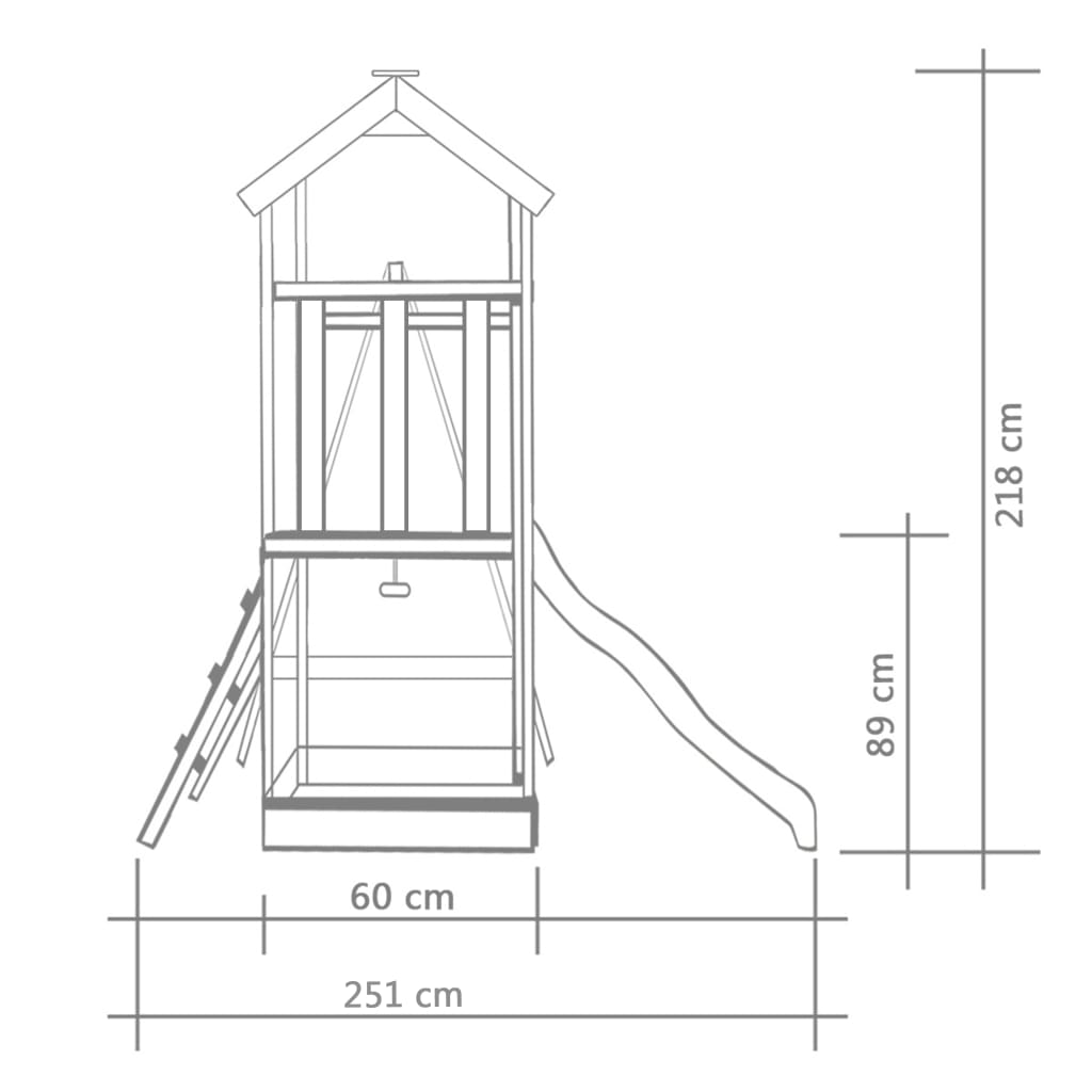 Speelhuis Ladder, Glijbaan En Schommel 251X242X218 Cm Hout