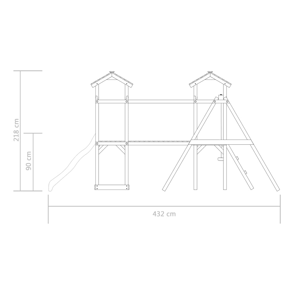 Speelhuis Met Ladder, Glijbaan En Schommels 252X432X218 Cm Hout