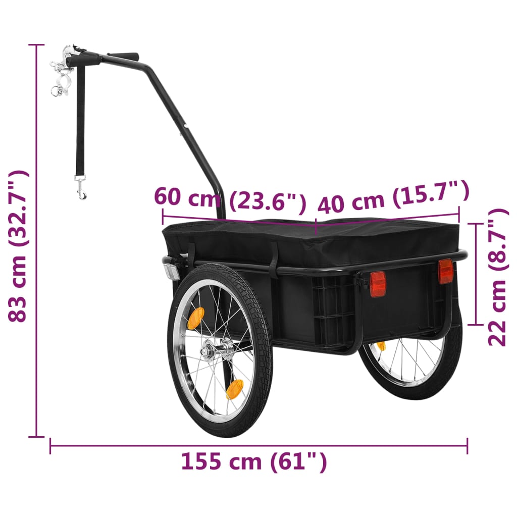 Fietskar/Trekwagen 155X60X83 Cm Staal Zwart