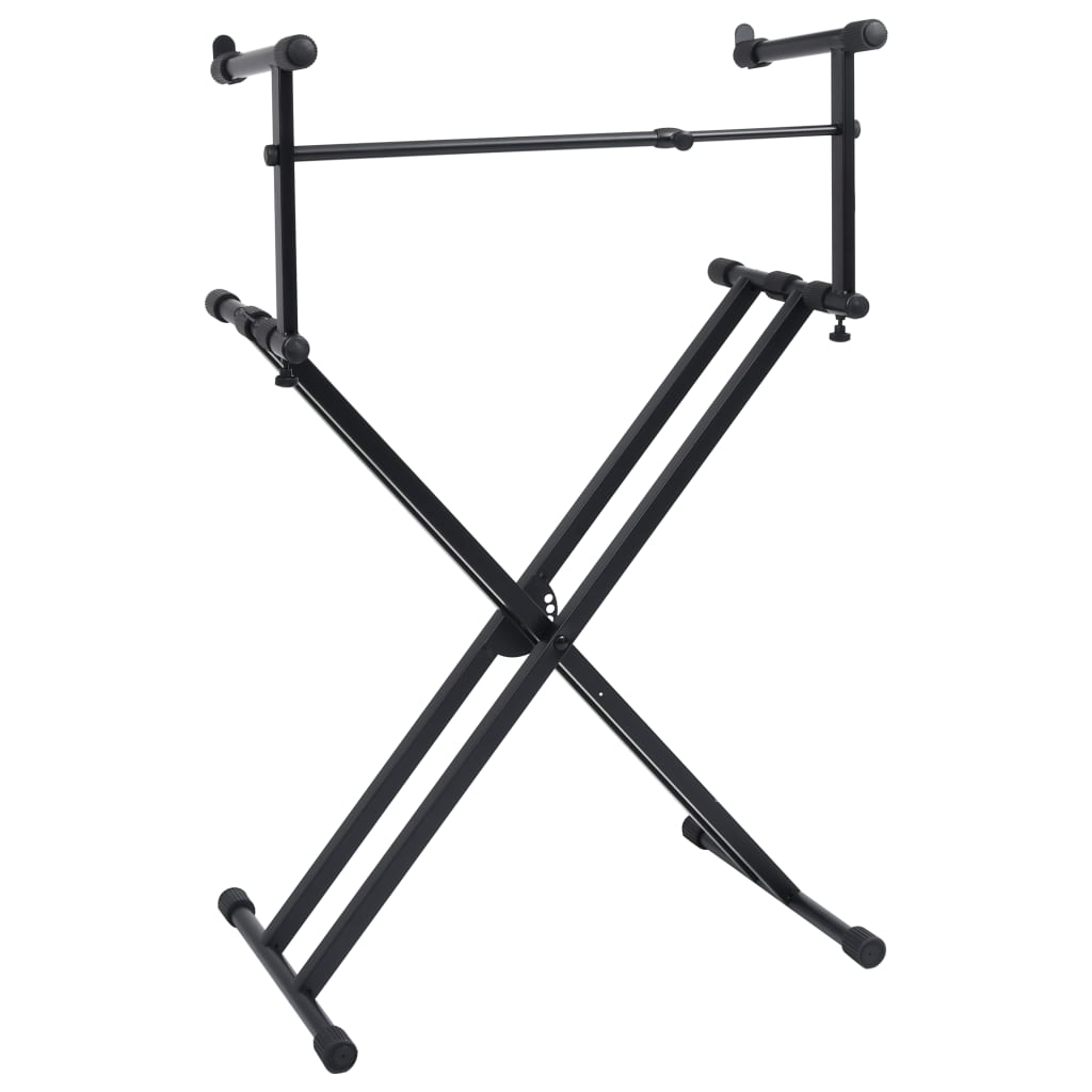 Keyboardstandaard X-Frame Dubbel Versterkt Zwart