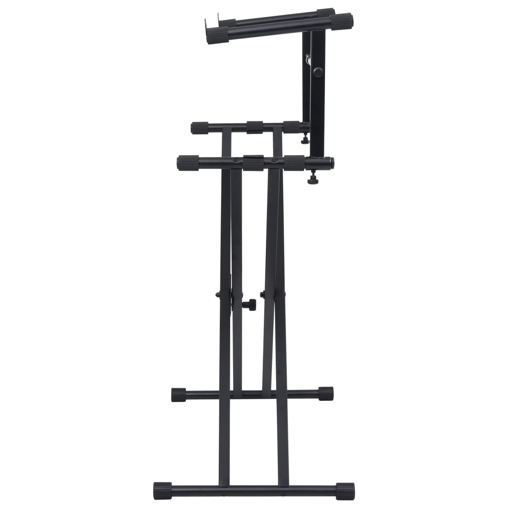 Keyboardstandaard X-Frame Dubbel Versterkt Zwart