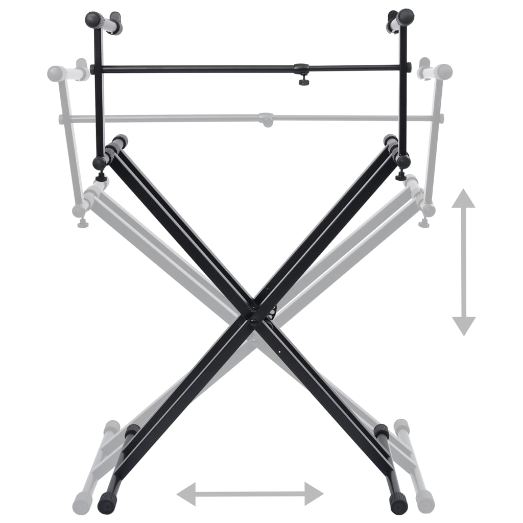 Keyboardstandaard X-Frame Dubbel Versterkt Zwart