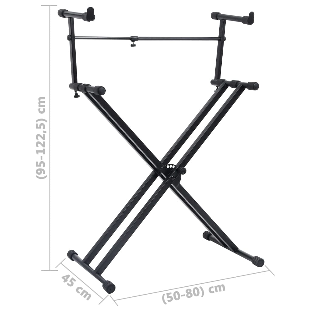 Keyboardstandaard X-Frame Dubbel Versterkt Zwart