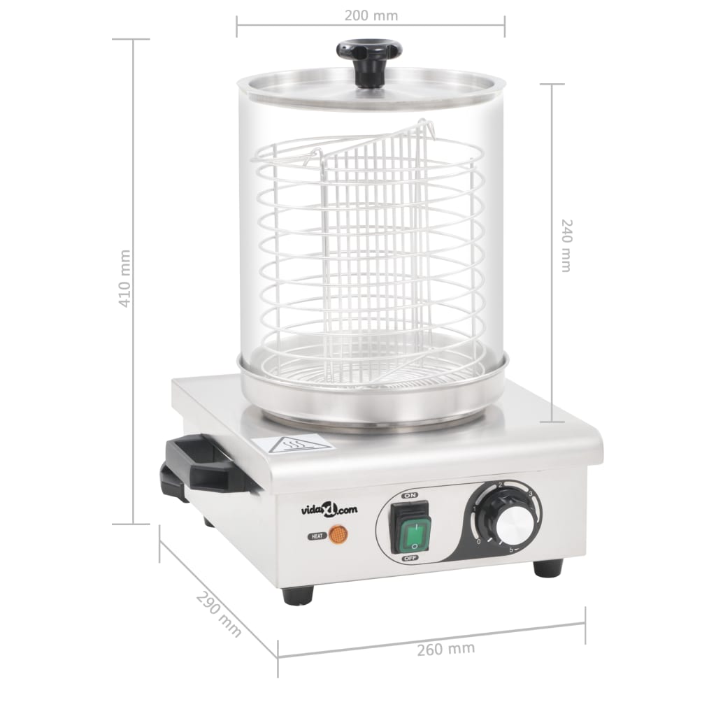 Hotdog Verwarmer 450 W Roestvrij Staal
