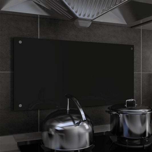 Spatscherm Keuken 80X40 Cm Gehard Glas Zwart