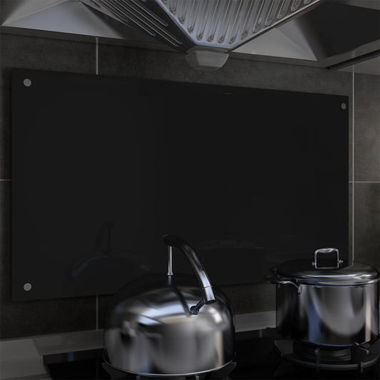 Spatscherm Keuken 90X50 Cm Gehard Glas Zwart