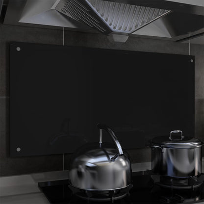 Spatscherm Keuken 100X50 Cm Gehard Glas Zwart