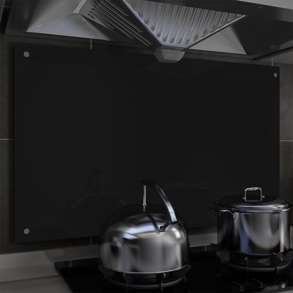 Spatscherm Keuken 100X60 Cm Gehard Glas Zwart
