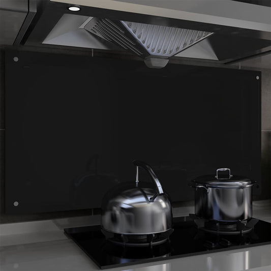 Spatscherm Keuken 120X60 Cm Gehard Glas Zwart