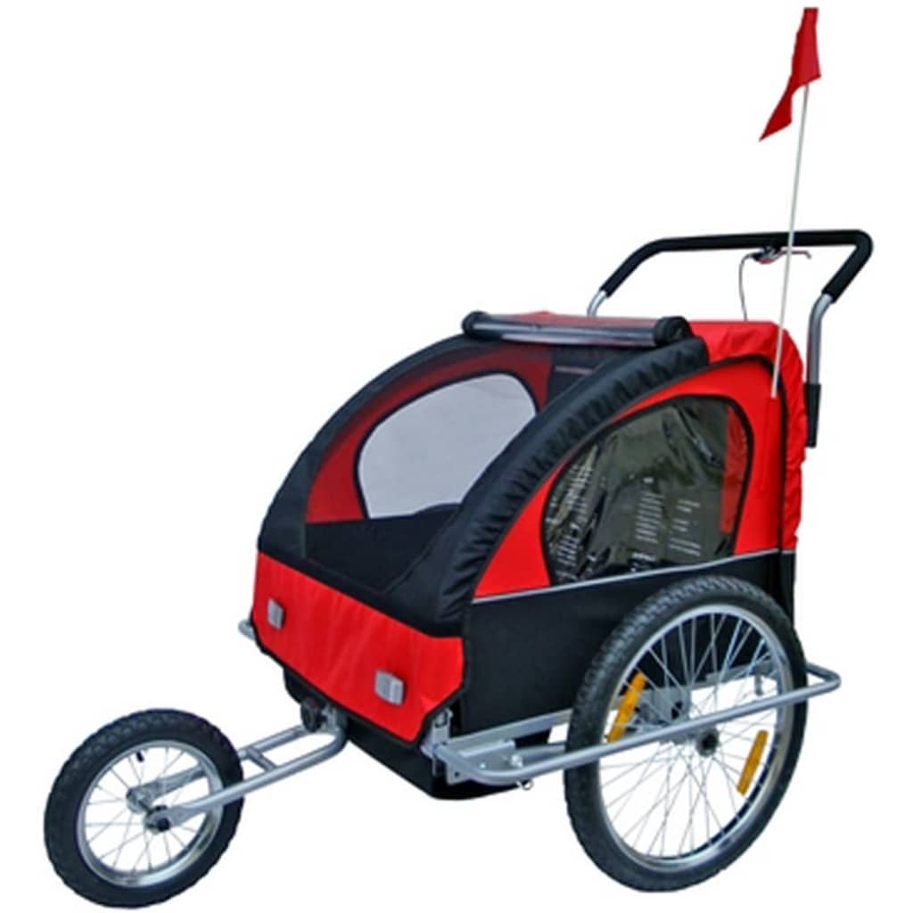 Fietskar Voor Kinderen Met Buggyfunctie (Rood/ Zwart)