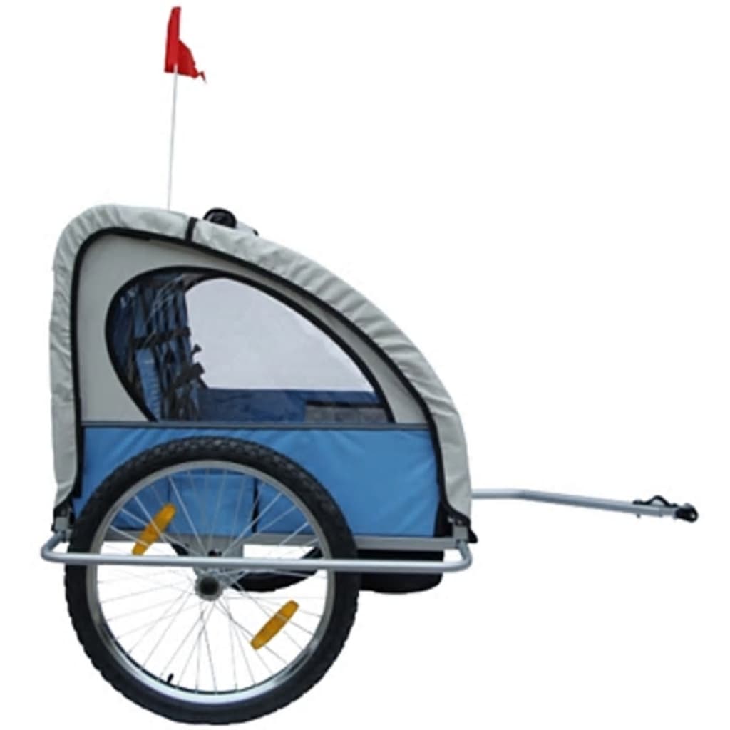 Fietskar Voor Kinderen Met Buggyfunctie (Blauw / Grijs)