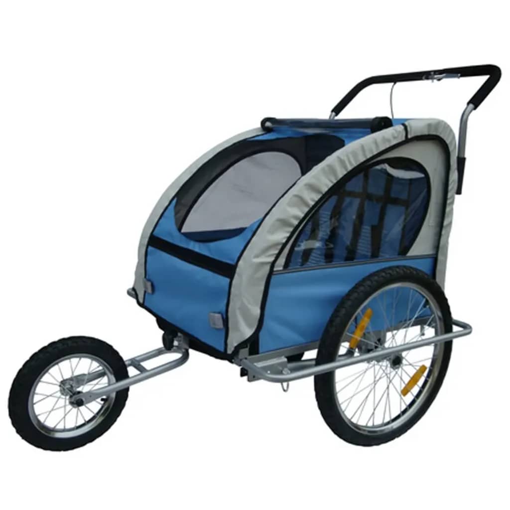 Fietskar Voor Kinderen Met Buggyfunctie (Blauw / Grijs)