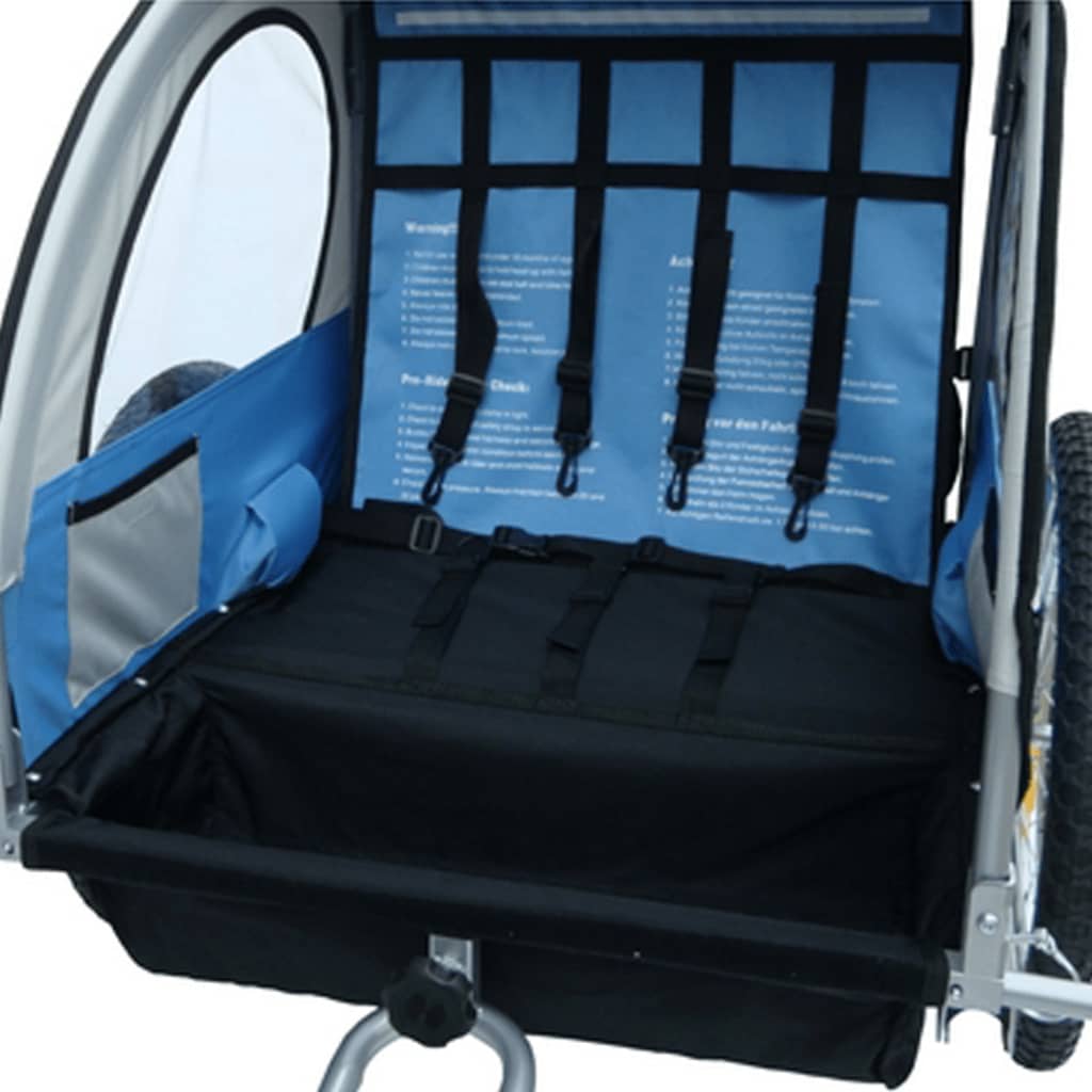 Fietskar Voor Kinderen Met Buggyfunctie (Blauw / Grijs)