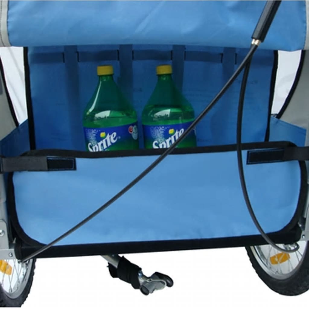 Fietskar Voor Kinderen Met Buggyfunctie (Blauw / Grijs)