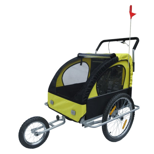 Fietskar Voor Kinderen Met Buggyfunctie (Geel / Zwart)
