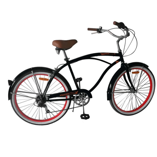 Beachcruiser Hurricane 26&quot; Zwart Met 6 Versnellingen
