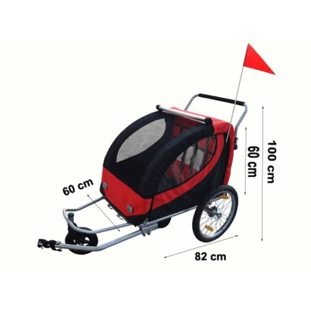 Fietskar Voor Kinderen Met Buggyfunctie (Rood)