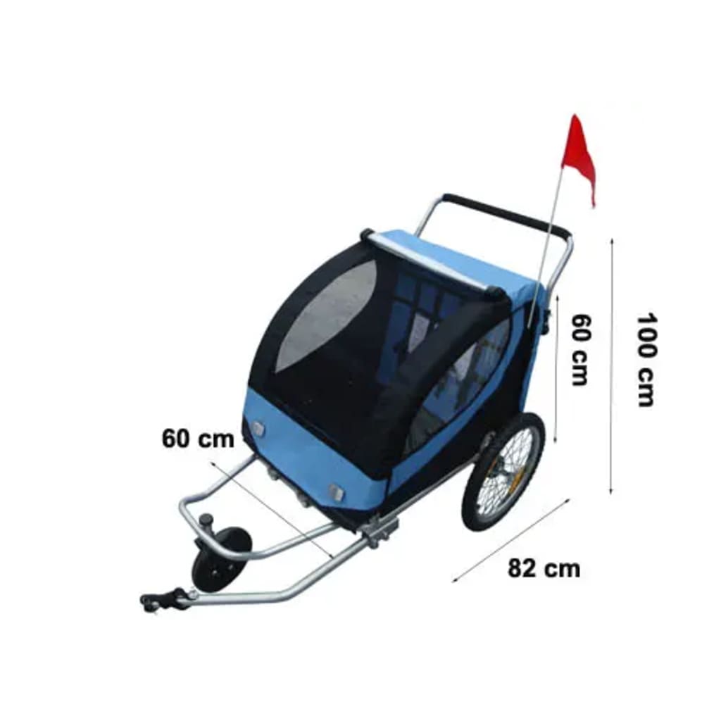 Fietskar Voor Kinderen Met Buggyfunctie (Blauw)