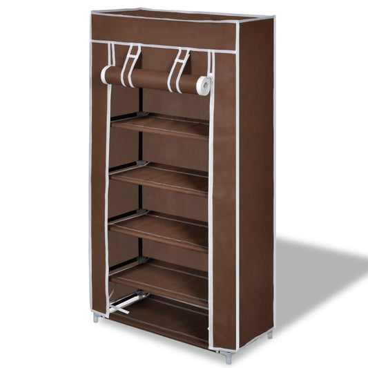 Stoffen Schoenenrek Met Hoes 58 X 28 X 106 Cm Bruin