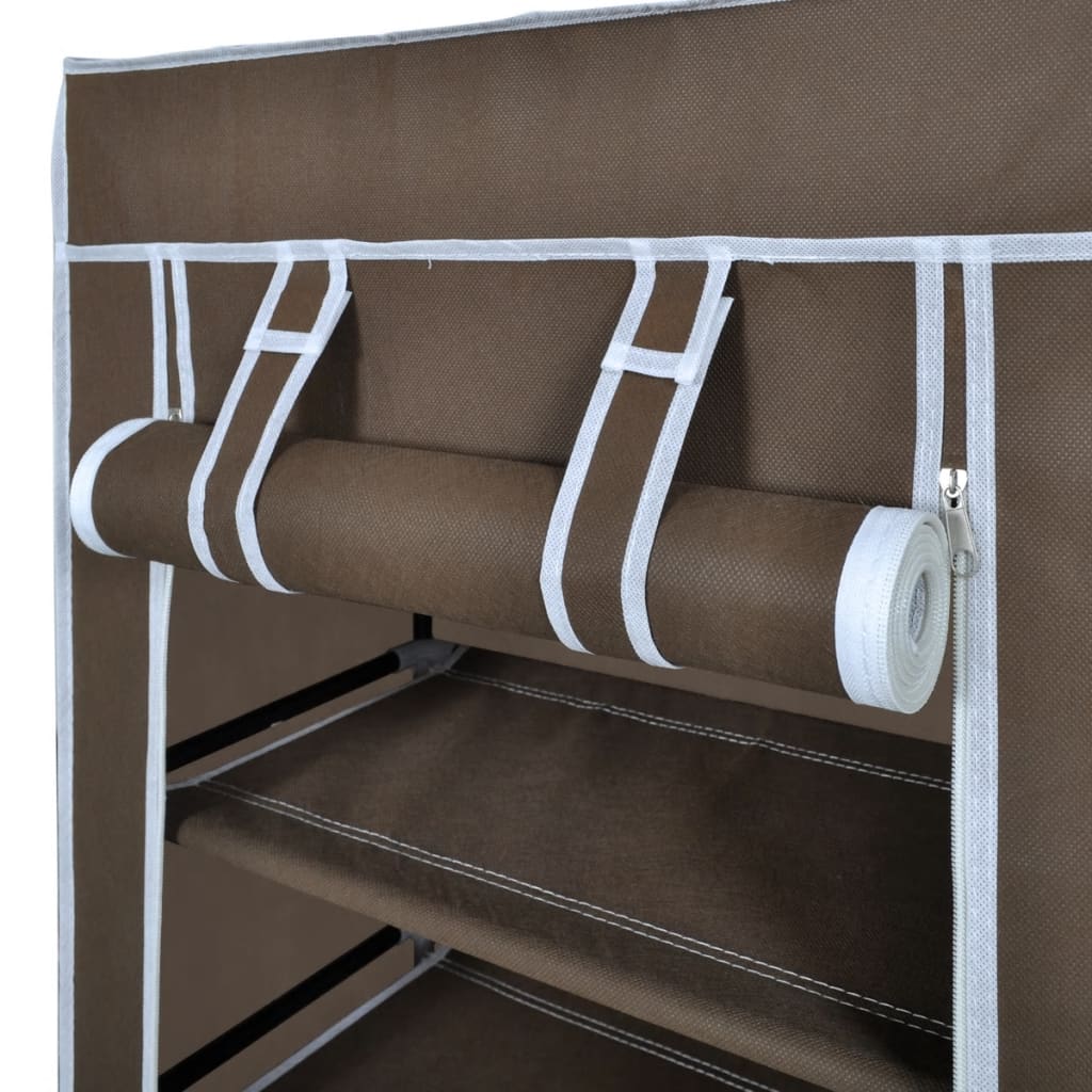 Stoffen Schoenenrek Met Hoes 58 X 28 X 106 Cm Bruin