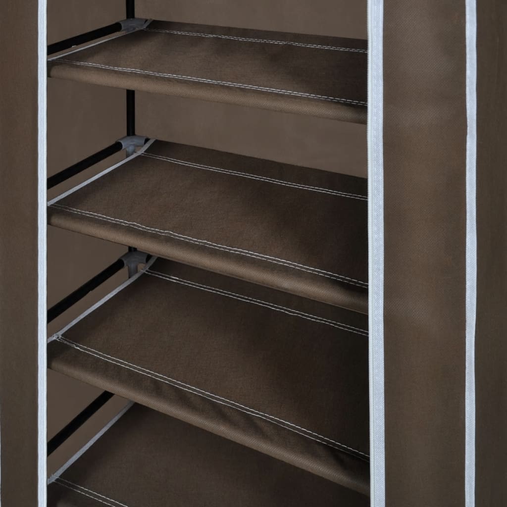 Stoffen Schoenenrek Met Hoes 58 X 28 X 106 Cm Bruin