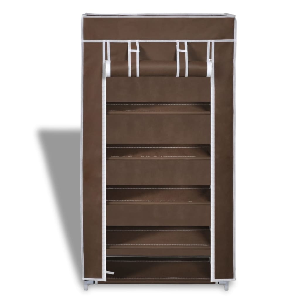 Stoffen Schoenenrek Met Hoes 58 X 28 X 106 Cm Bruin
