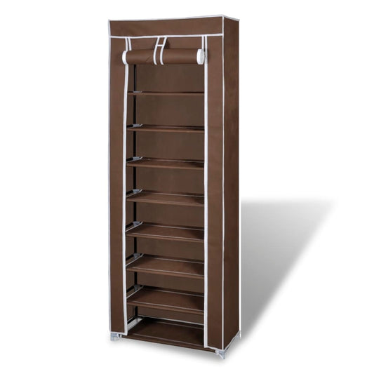 Stoffen Schoenenrek Met Hoes 162 X 57 X 29 Cm Bruin