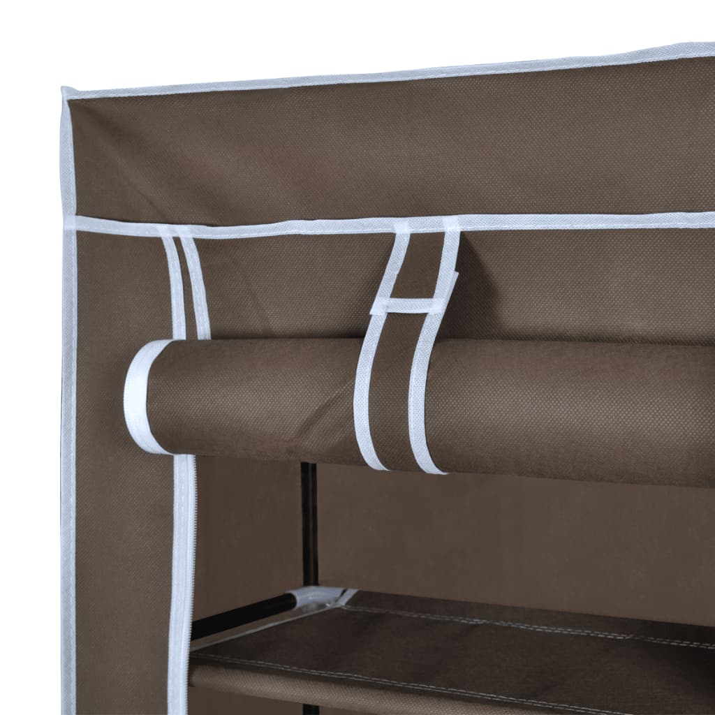Stoffen Schoenenrek Met Hoes 162 X 57 X 29 Cm Bruin