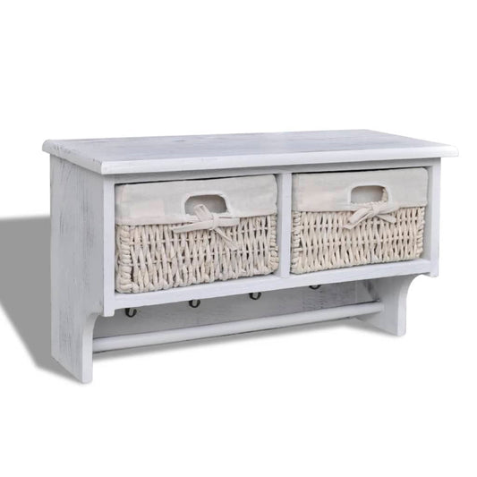 Wandschap 60X23,5X33 Cm Paulowniahout Wit