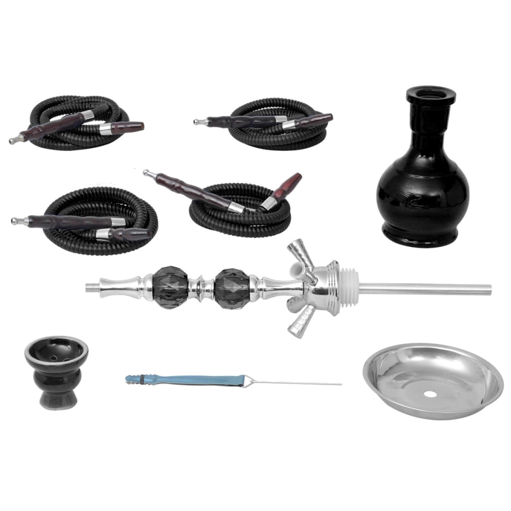 Waterpijp Shisha Met 4 Slangen Zwart